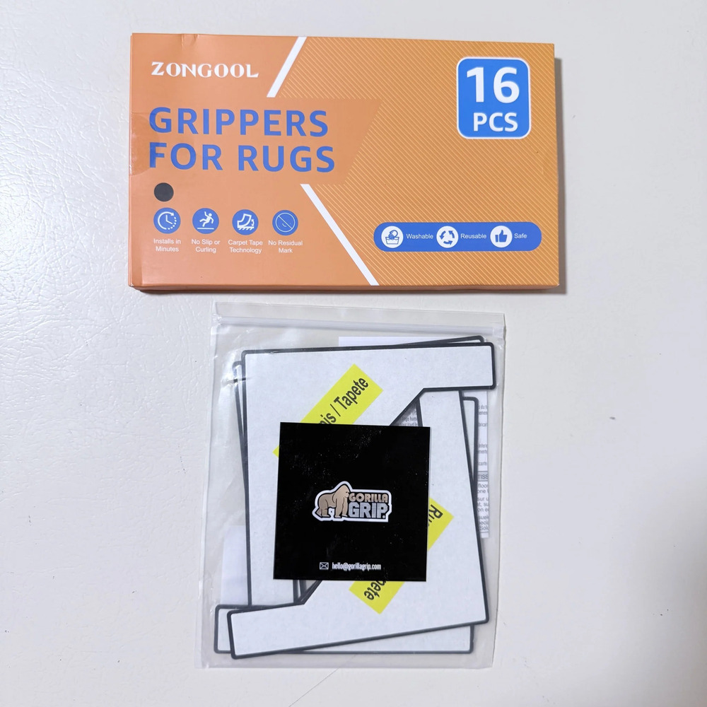 Gorilla Grip 4 Pack and ZONGOOL 16 Pc Rug Grippers Bundle Black